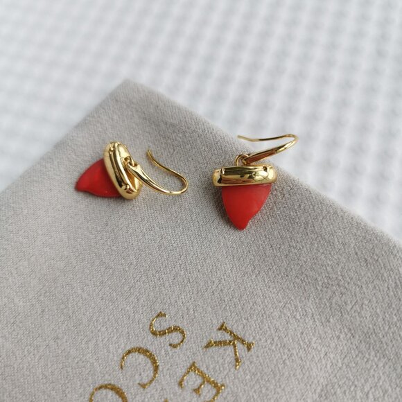 Kendra Scott Gold Red Mother-Of-Pearl Oleana Drop Earrings NEW - Picture 3 of 3